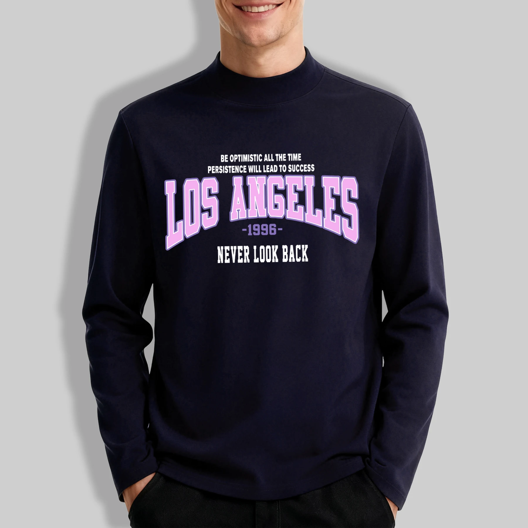 

Famous Usa Cities Never Look Back Men Leisurewear Fashion Elasticity Long Sleeve Casual Retro Clothes Unisex Simple Shirt