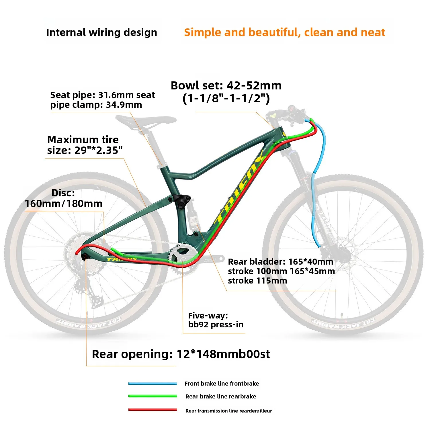 إطار دراجة من ألياف الكربون TRIFOX T800 Mountain XC إطار ذيل ناعم ممتص للصدمات على الطرق الوعرة
