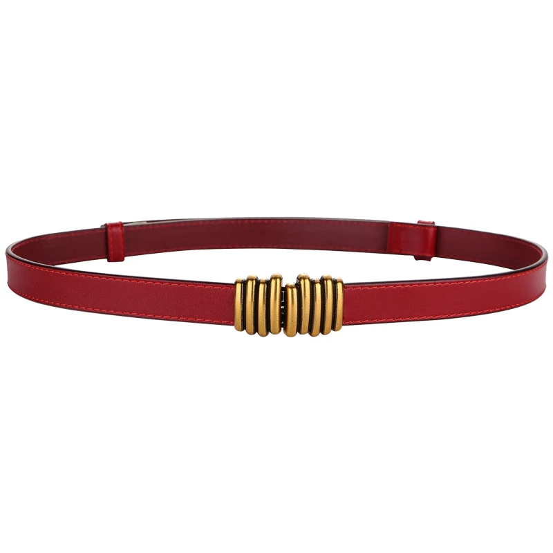 Fashion Echtes Leder Schlanke Taille Gold Schnalle Einstellbare Frauen Gürtel Wilde Dünne Kleid Jeans Dekorative Riemen Bündchen – Detail 16
