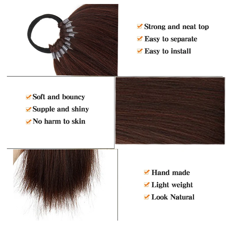 22Inch Synthetic Ponytail Extensions  With Hair Tie Wrap Around Hair Braid Tail Rubber Band Hair Ring Ombre Braid DIY