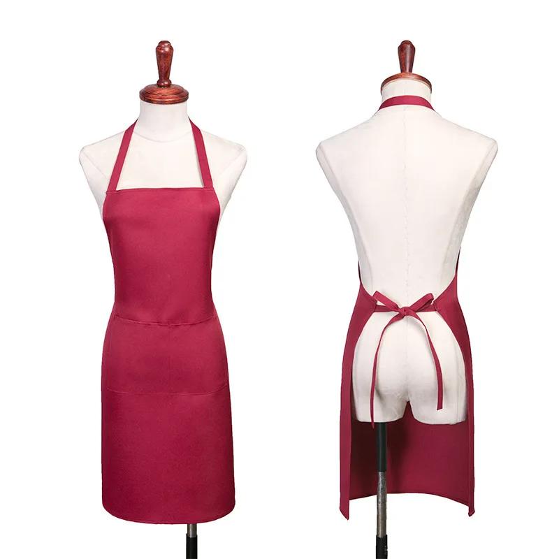 Catering Chefs Halterneck Apron Restaurant Kitchen Solid Color Pullover Apron Cafe Waiter Multicolor Work Pinafore Anti-fume