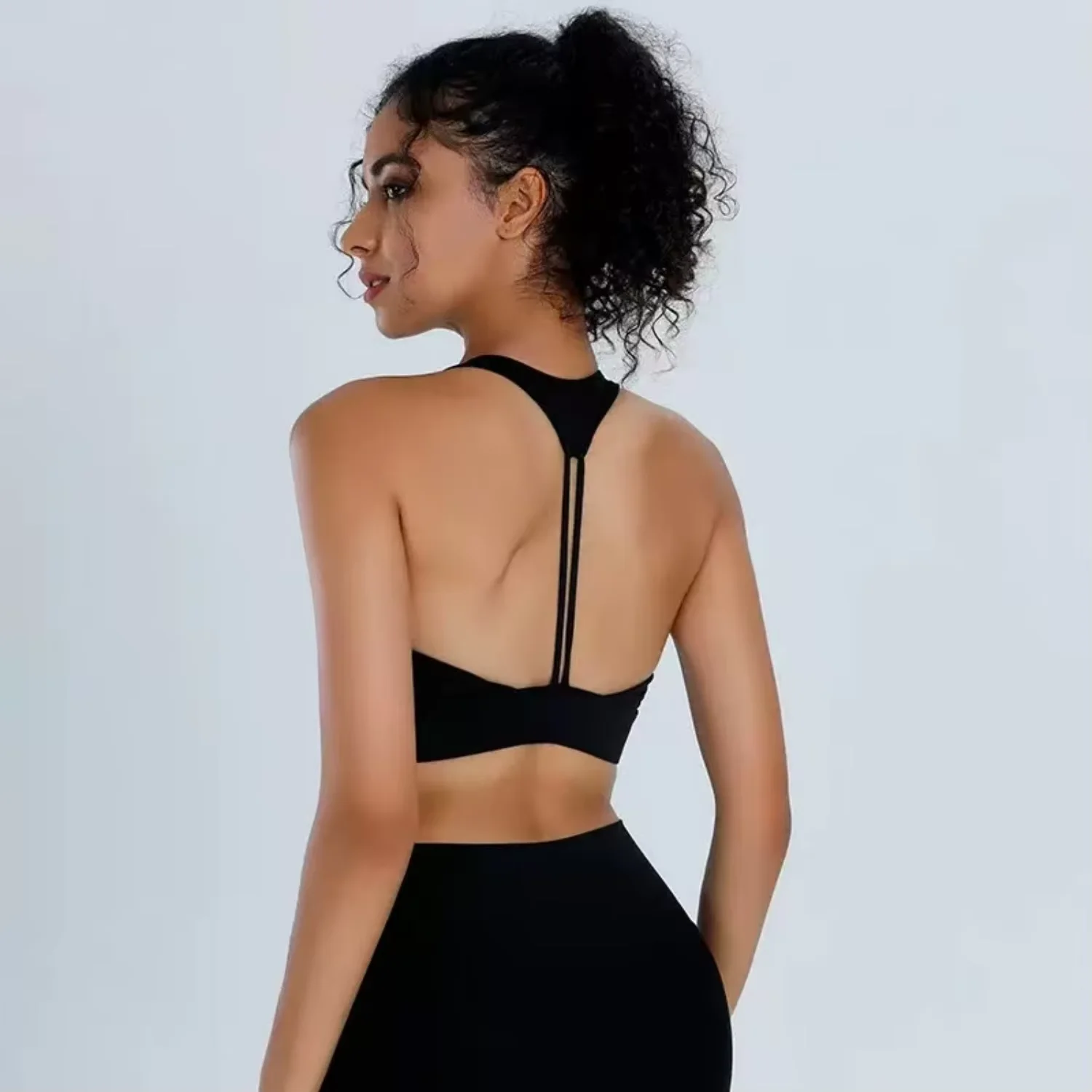 Damen-Yoga-BH mit sexy, rückenfreiem Design, nahtlosem, einteiligem Cup, atmungsaktivem, schnelltrocknendem Sport-Top – Detail 6