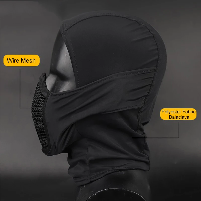 Tactical Headgear Mask Military Airsoft Paintball CS Steel Mesh Full Face Balaclava Masks Wargame Army Cycling Soft Face Shield