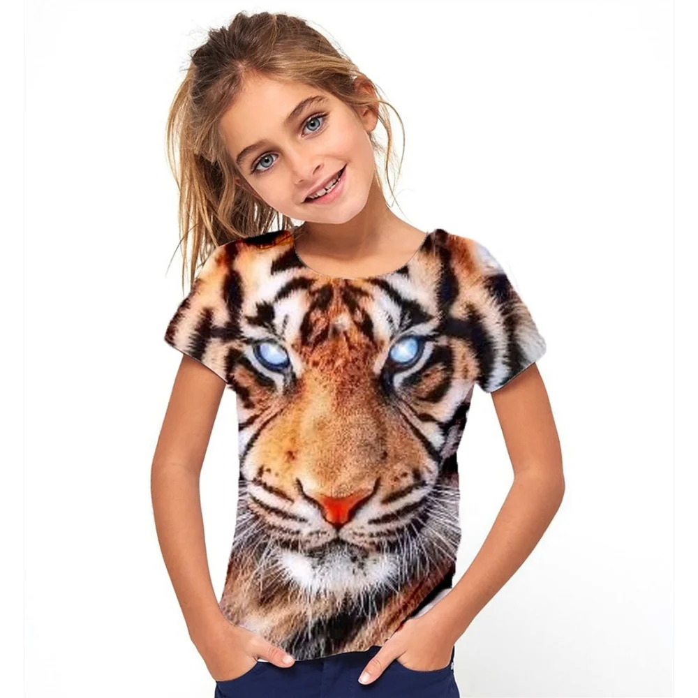 Camiseta informal de verano para niña, Camiseta cómoda y transpirable de manga corta con estampado 3d, divertida