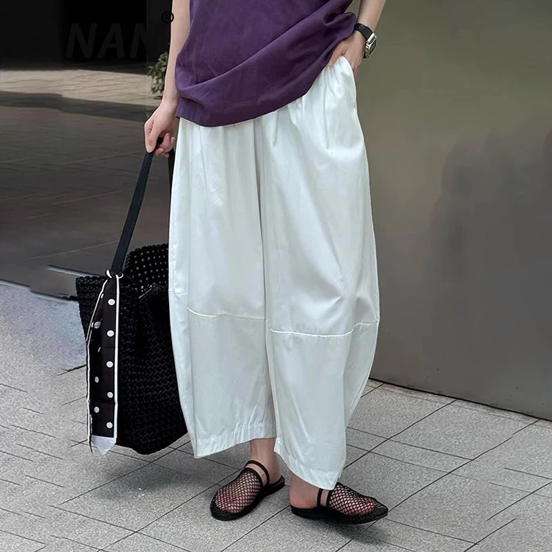 

FANAN Women's Wide Leg Pants Elastic High Waist Straight Trousers Casual Loose Clothing Minimalism Versatile 2025 Summer New
