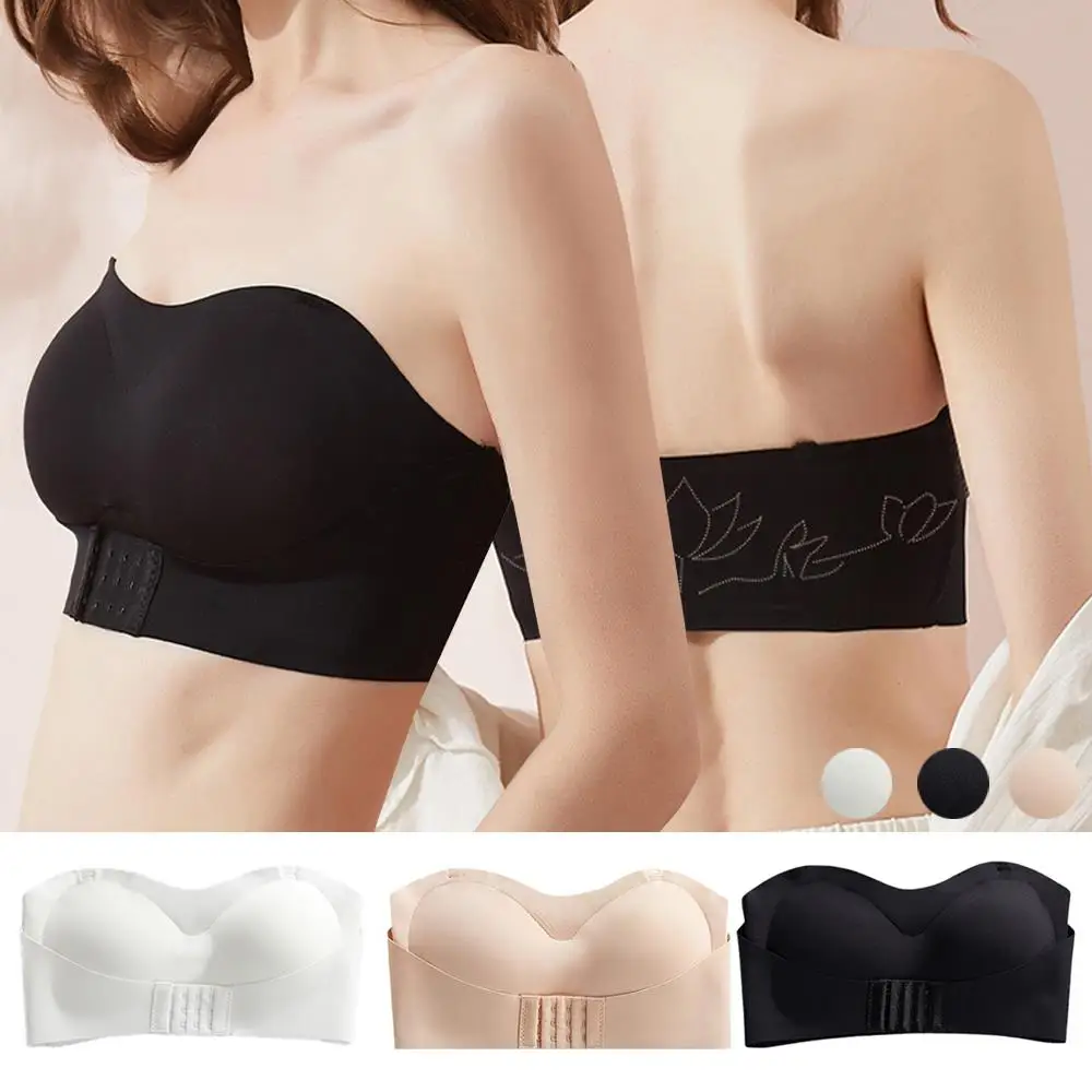 

Women Invisible Bra Backless Top Sexy Lingerie With Transparent Strap Push Up Strapless Underwear Tight Tops Wedding Brassiere