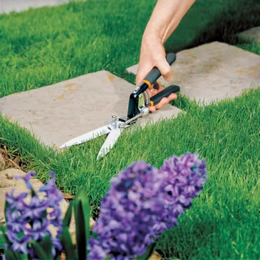 Grass Shears, 5-Inch Serrated Blade Grass Cutter and Garden Shears with Technology Offers More Cutting Power