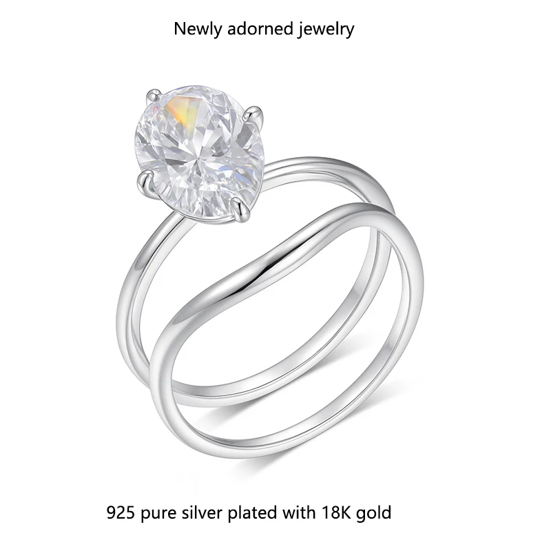 

S925 silver ring for women, featuring a 4.5 carat moissanite, minimalist cross design, popular bestseller