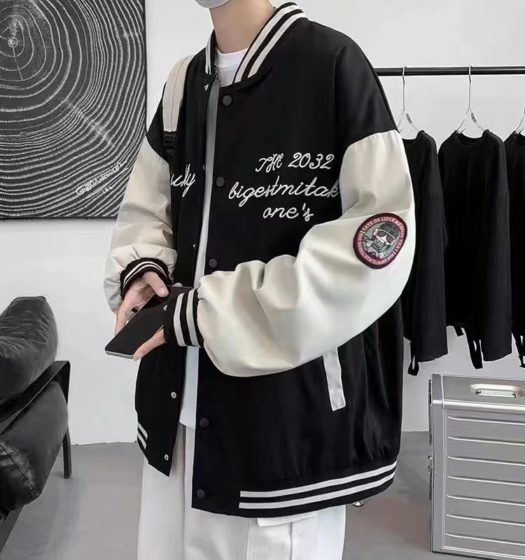 

Мужская бейсбольная куртка свободного кроя в стиле хип-хоп с принтом, из полиэстера, с длинными рукавами, молодежная, модная, для весны и лета