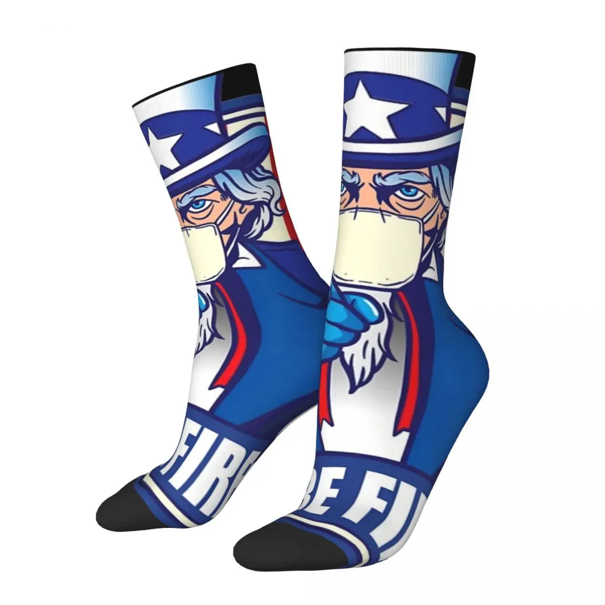 Happy Funny Men's Compression Socks You're Fired Presidential Vintage Harajuku Uncle Sam Hip Hop Novelty Pattern Crew Crazy Sock