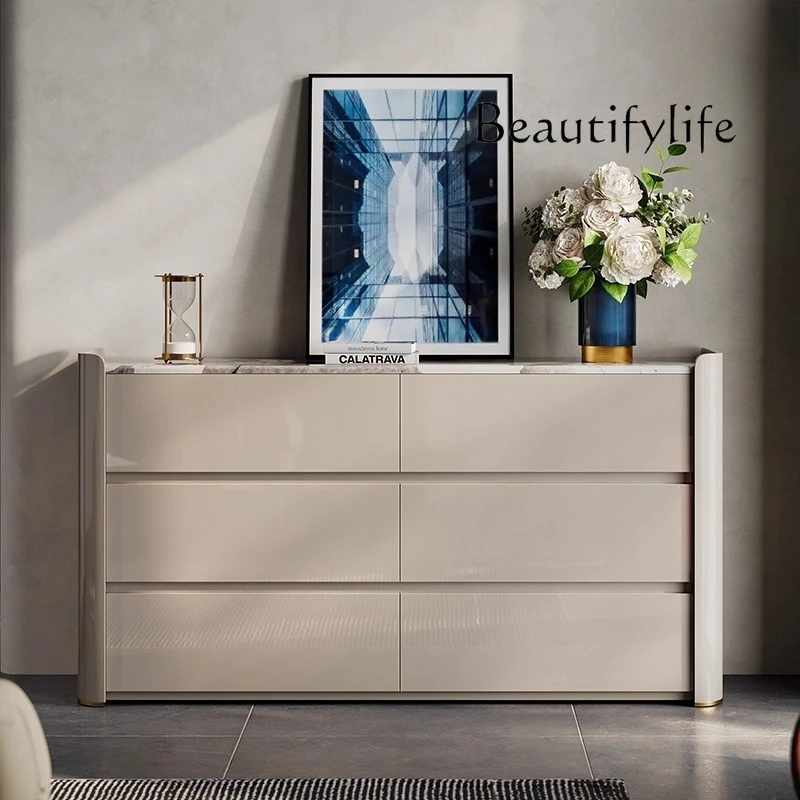 

Light luxury custom marble entrance cabinet, advanced paint, bedroom TV cabinet, bedside storage cabinet