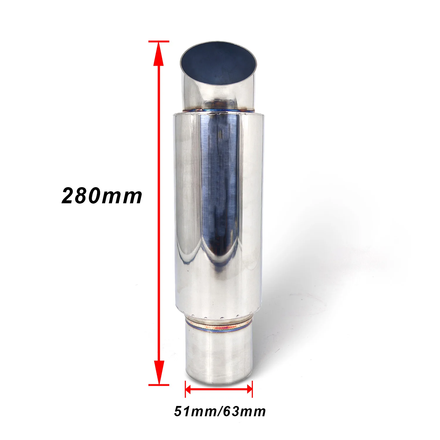 51/63mmUniversal Car Stainless Steel Straight Through Exhaust Muffler,Noise Reduction for Exhaust Cutout Valve,Sound Tone Tuning