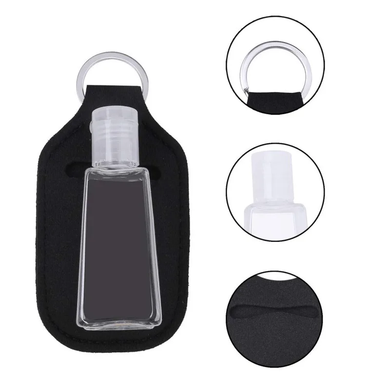 

10pcs Neoprene Black Travel Bottles Keychain Chapstick Holders