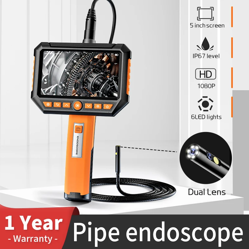 5 Inch 200W  IPS Screen Triple&Dual Lens Industrial Endoscope Camera WiFi Hand-held Inspection Borescope For Car Sewer Pipe