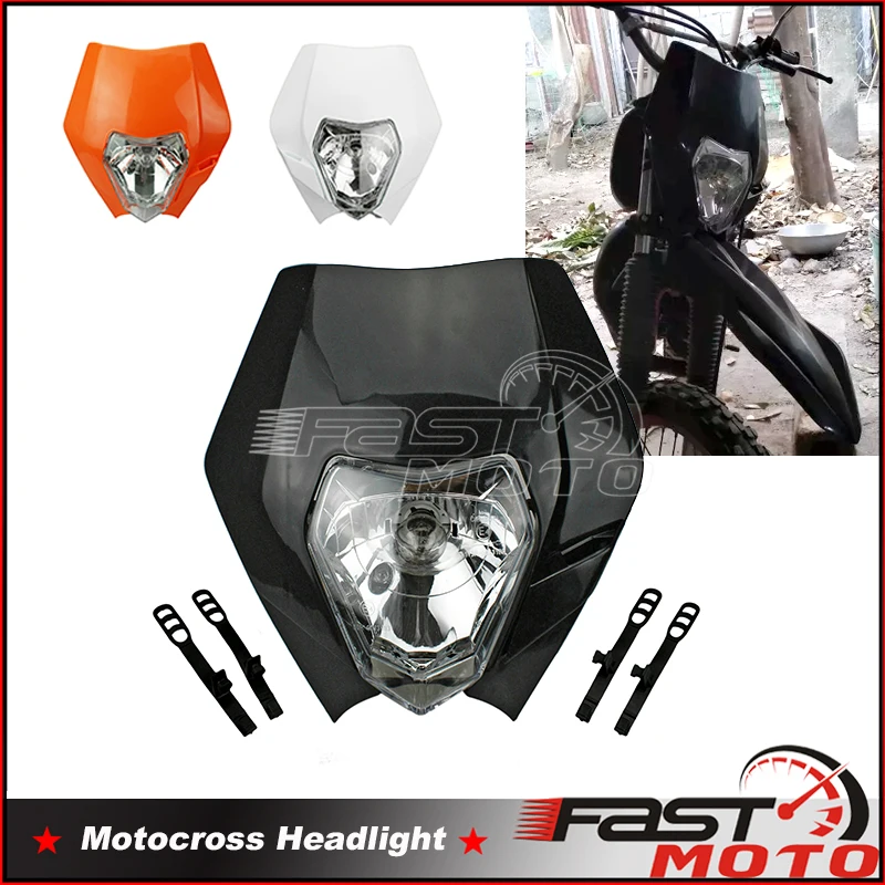 Motorcycle Black Headlight Mask Dirt Bike Enduro Plastic Headlamp Universal For Honda Suzuki Yamaha Kawasaki KLX KX XT YZ EXC XC