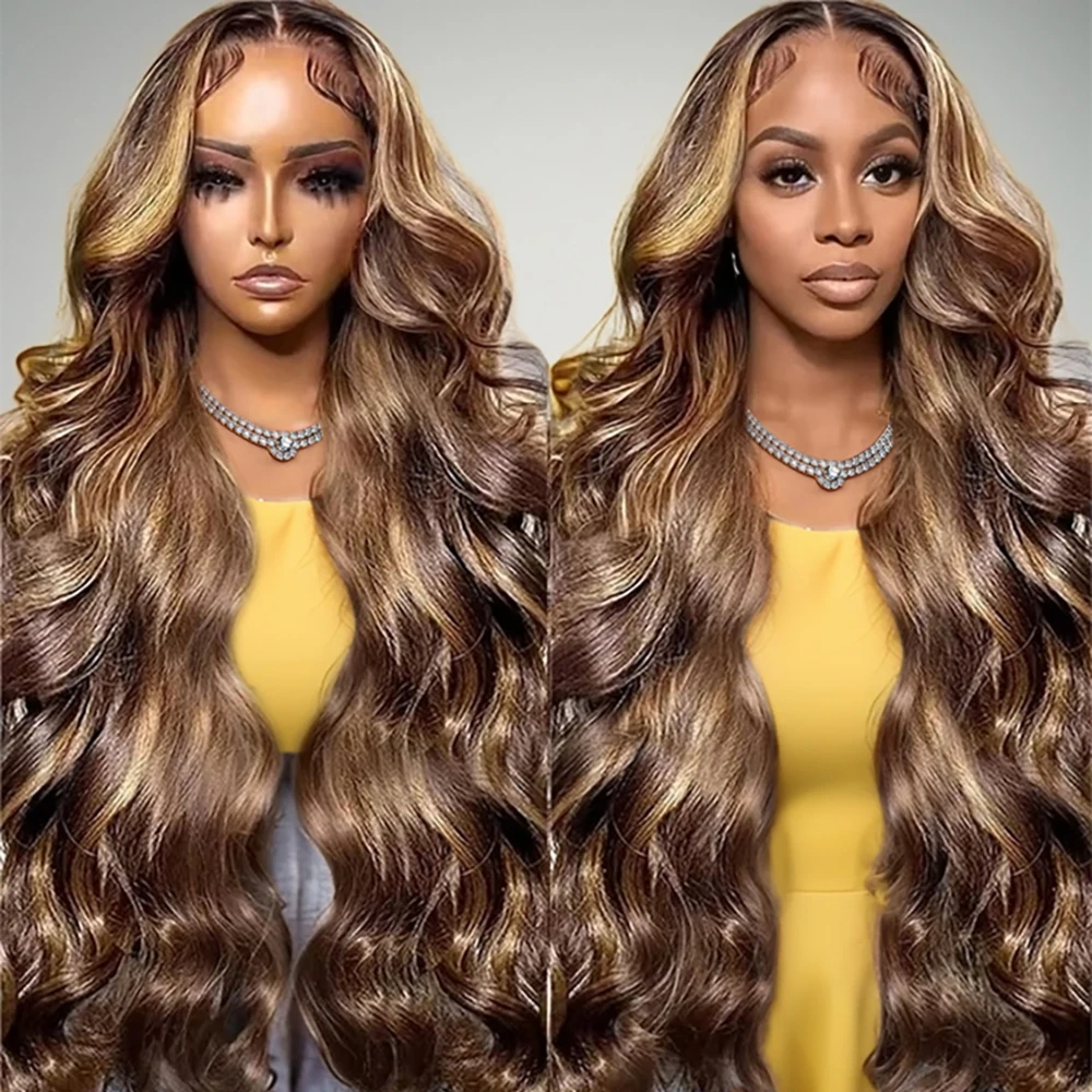 

4/27 Highlight Wig Human Hair Body Wave Colored Honey Blonde HD 13x4 Lace Front Human Hair Wig For Women Pre Plucked 250 Density