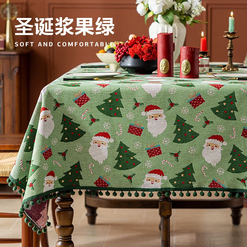 

Christmas new tablecloth American retro style holiday decoration arrangement rectangular high-end atmosphere tablecloth
