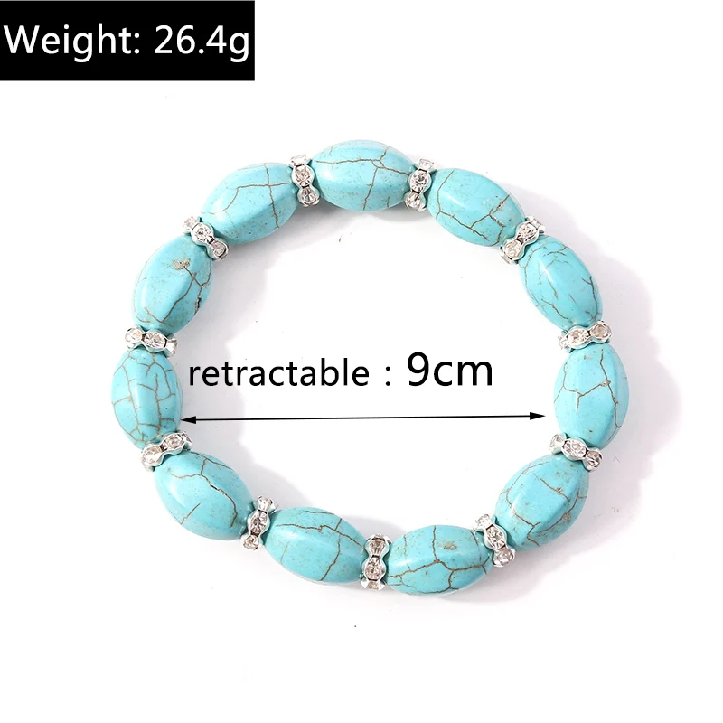 Aihua neue türkis farbene Stein perlen Armbänder für Frauen Männer Naturstein Charm Armband Armreifen Armband Modeschmuck Großhandel – Detail 1
