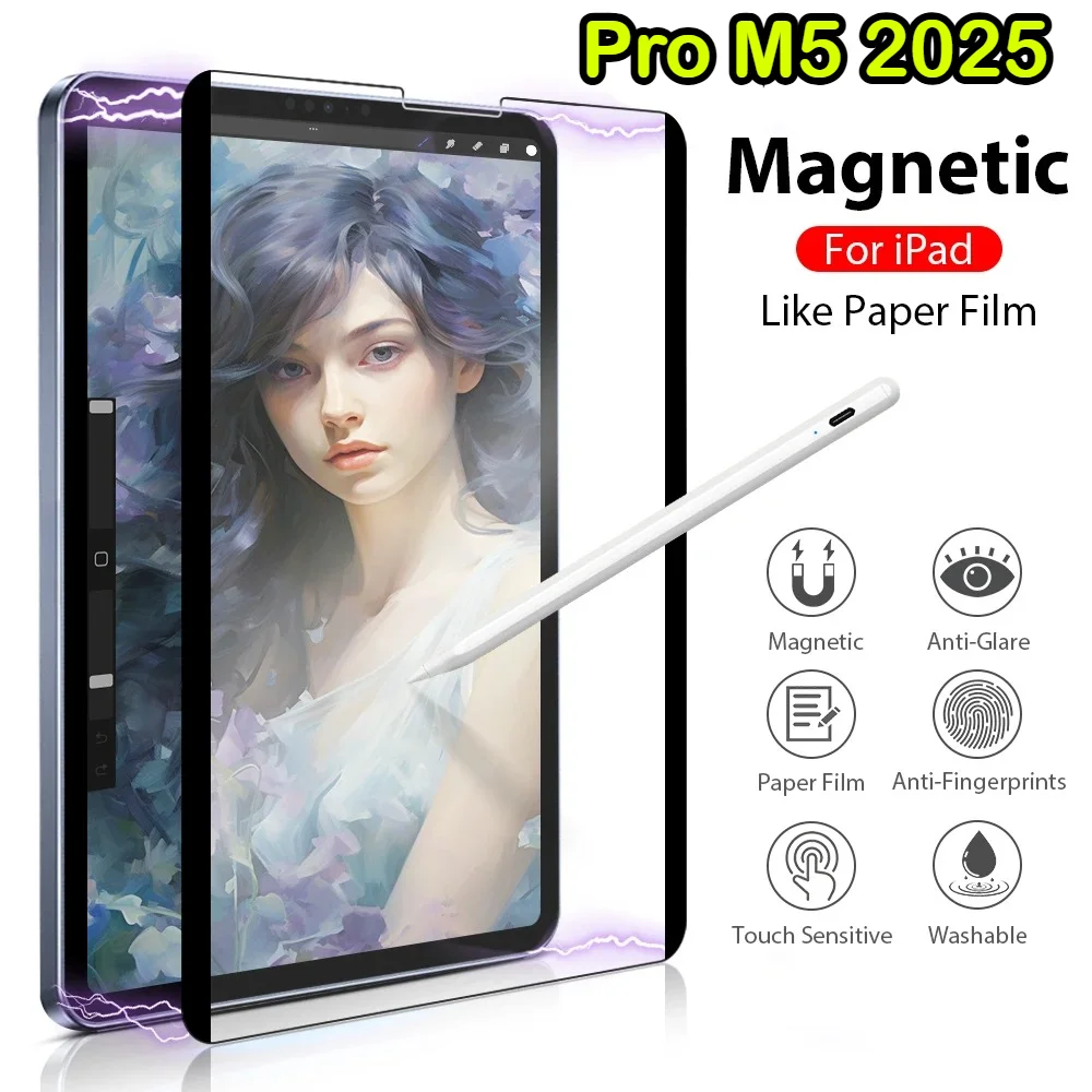 

Magnetic Paper Film Protector for Ipad Pro M5 M4 Air 11 M3 M2 5 4 3 2 A16 10 9 10th 9th Generation 11th 12.9 Mini 6 7 A17 Screen