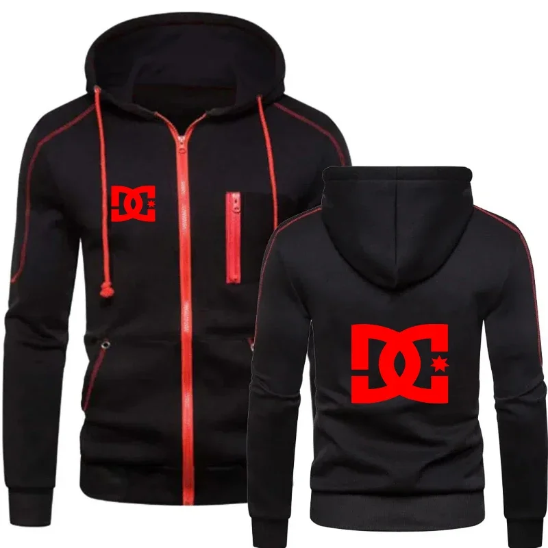 2025 New Casual Jacket Hoodie DC Printed Men's Sportswear Fashion Zipper Hoodie Solid Men Sportswear Casual Warm Sportswear