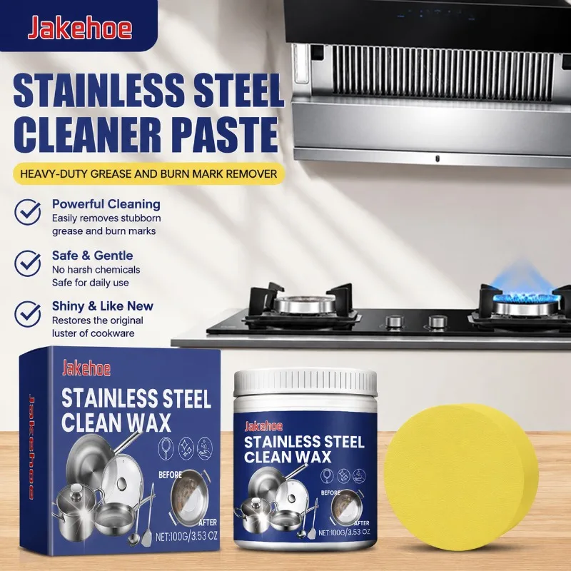 Stainless Steel Cleaning Paste Kitchen Stove Cookware Cleaner Powerful Remover for Stubborn Stains Black Burn Marks Multi