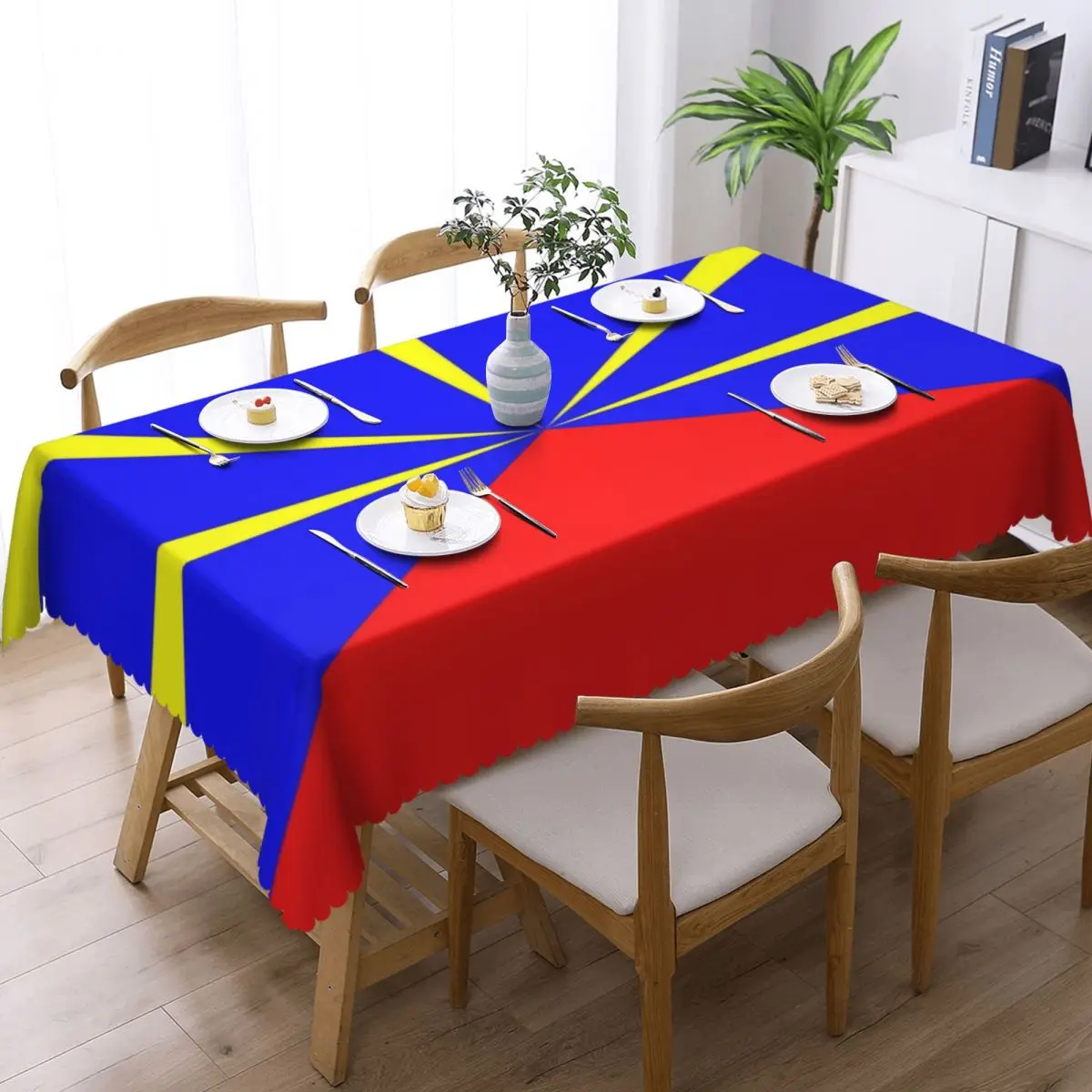 Rectangular Oilproof 974 Reunion Island Flag Table Cover Reunionese Proud Table Cloth Tablecloth for Dining