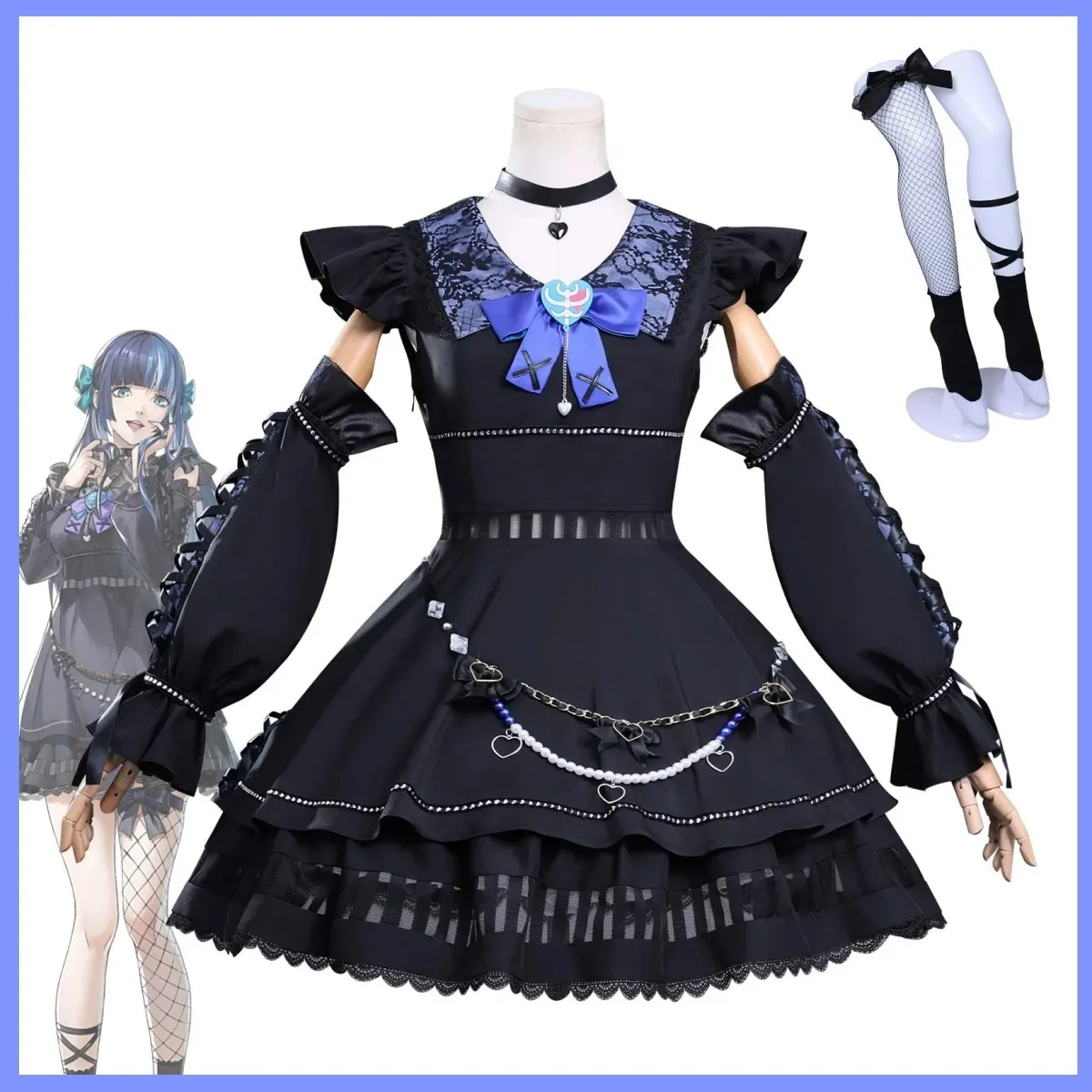 

Аниме игра Shikano Ichigo Berry косплей костюм черное платье Лолиты униформа аксессуары для шеи женский милый карнавальный костюм на день рождения