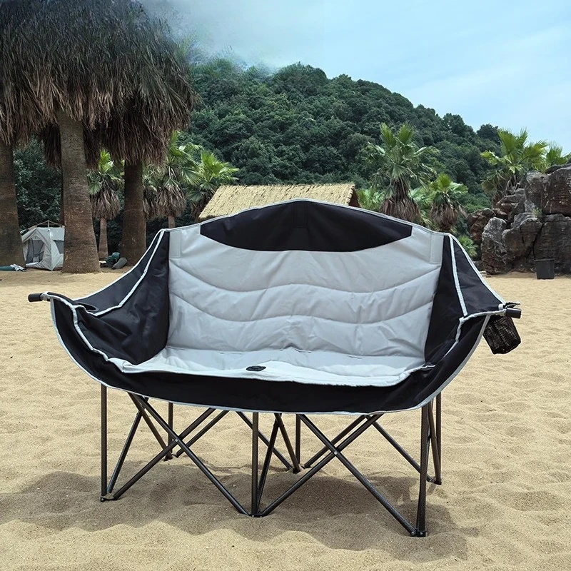 

Oversized Outdoor Couch Double Camping Chair Heavy Duty Outdoor Garden Folding Chair with Cup Holder Support 440 lbs