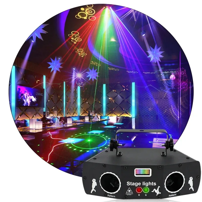 Neue 5 löcher 3in 1 dmx bühnen licht rgb led dj ausrüstung strahl lichter tanz party licht disco laser lampe für nachtclub bar musik