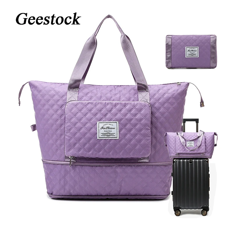 

Geestock Foldable Travel Bag Wet-Dry Separation Waterproof Handbag Large Capacity Lingge Tote Bag WomenGym Yoga Shoulder Bags