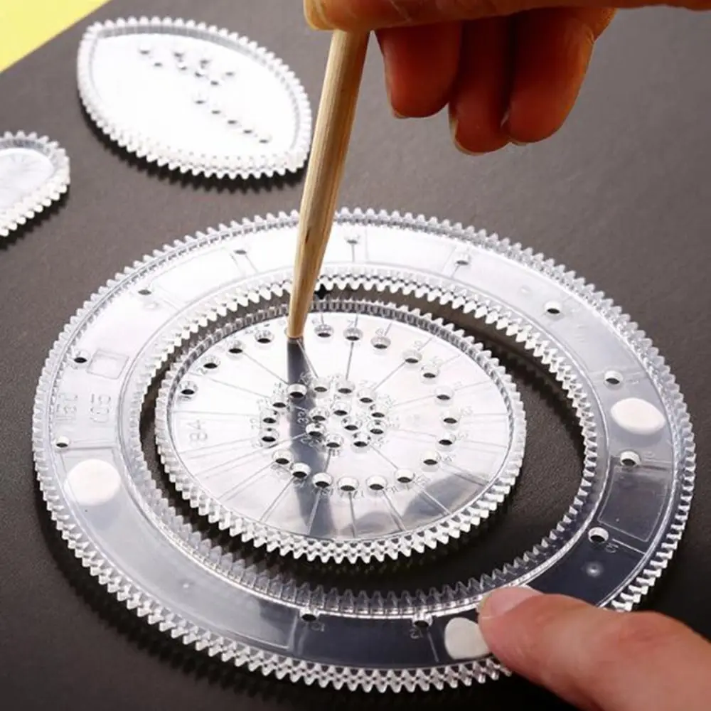 5/12/22PCS Professional Interlocking Gears Wheels Spirograph Plastic Special Shaped Geometric Ruler Drawing Toys Set Students