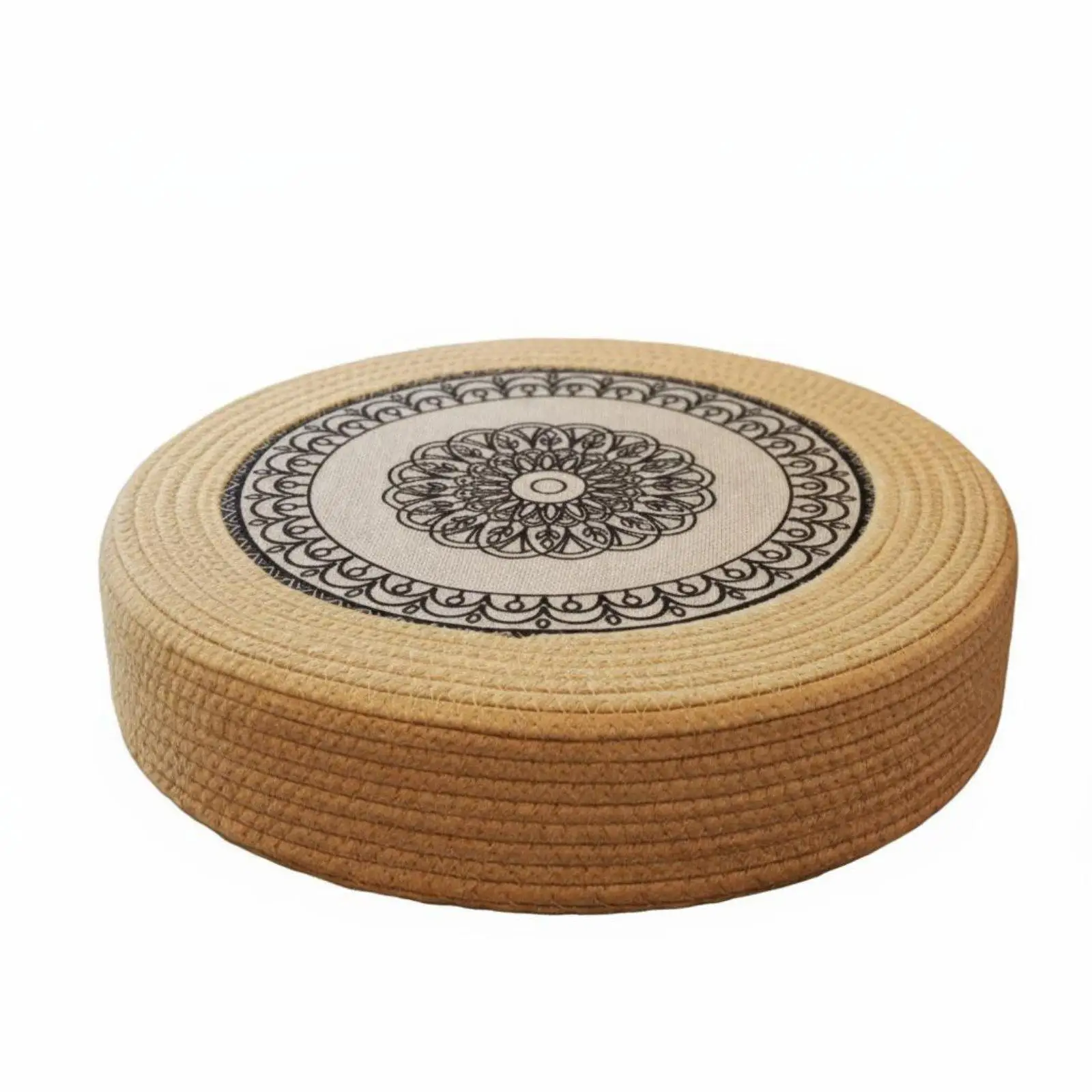 Minimalist Japanese Floor Cushion Handwoven Rope Pouf for Yoga and Tea Ceremony Comfortable Round Seat Cushion for Home Decor