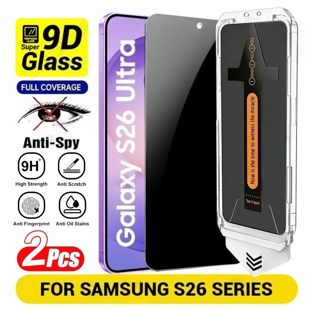 

2 шт. защитных стекол Anti Spy для Samsung Galaxy S26 S25 S24 Ultra S23 S22 S21 Plus S25 S24 FE с установкой в один клик