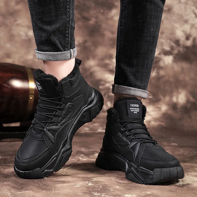 

2023 Trend Snow Boots Men New Chunky Shoes Sneakers Winter High-top Shoes Male Good Quality Snow Furry Warmth Sneakers Men