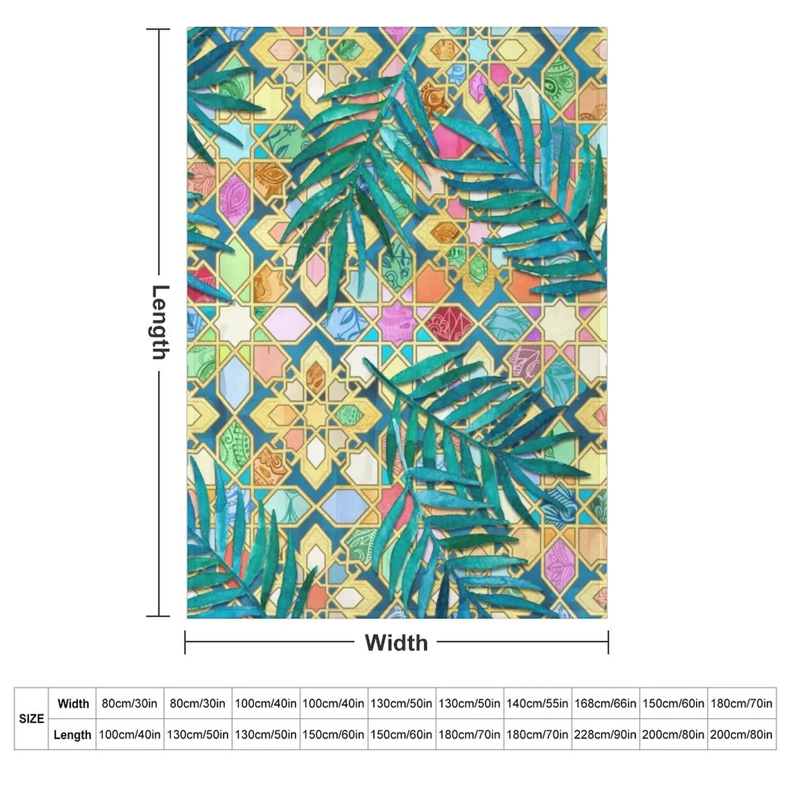Gilded Moroccan Mosaic Tiles with Palm Leaves Throw Blanket For Sofa Thin Summer Beddings Single decorative funny gift Blankets