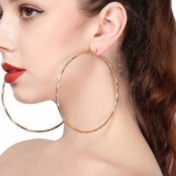 Big Hoop Earrings For Women Brincos Gold Silver Color Statement Jewelry Trendy Big Smooth Round Circle Geometric Earrings 2022