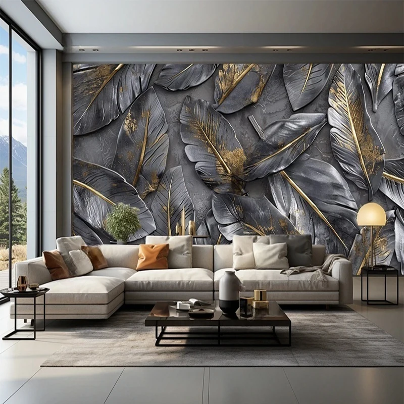 Custom Photo Wallpaper 3D Abstract Mural Modern Creative Leaves Decor Painting Restaurant KTV Bar Background Building Supplies
