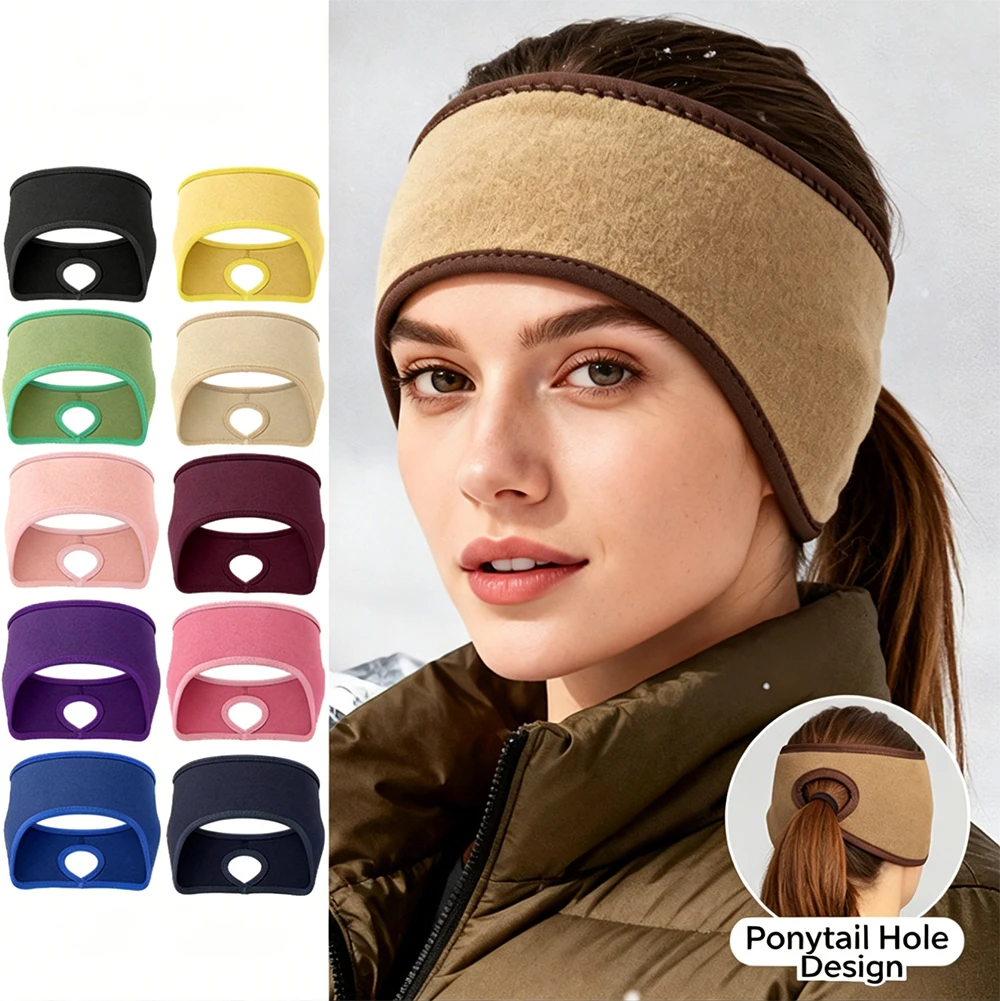 Outdoor Running Headband For Warmth Large Headband For Sports Cycling Headband With Ear Protectors For Exposed Ponytail