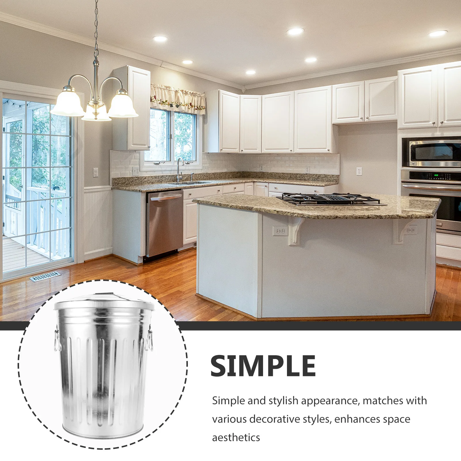 

Metal Garbage 8L Resistant Suitable Home Outdoor Garbage Can Kitchen Outdoor Large Capacity Storage Trash Can