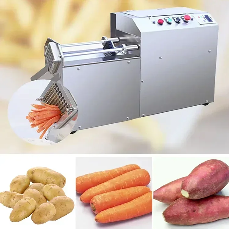 Máquina cortadora automática comercial de cubitos de verduras y patatas fritas para zanahorias, herramienta de preparación de alimentos de cocina