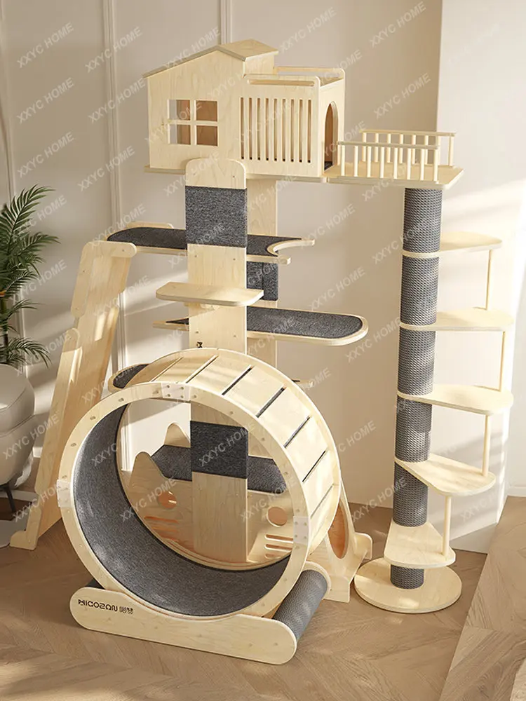 

Solid Wood Cat Climbing Frame Large Space Capsule Cat Tree Small Cat Nest Villa Luxury Scratch Board Tong Tianzhu Jumping