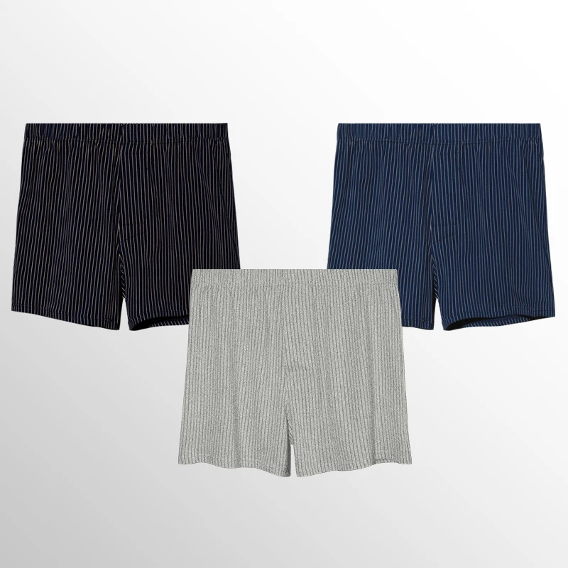 3 قطع ملابس داخلية للرجال، شورتات منزلية فضفاضة، سراويل صيفية، سراويل Arlo قطنية رفيعة، سراويل بيجامة منزلية كبيرة الحجم بأربعة زوايا #2