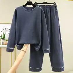 Ensemble de pyjamas à manches longues pour hommes, vêtements d'intérieur décontractés, rembourrés et épais, automne et hiver, coréen