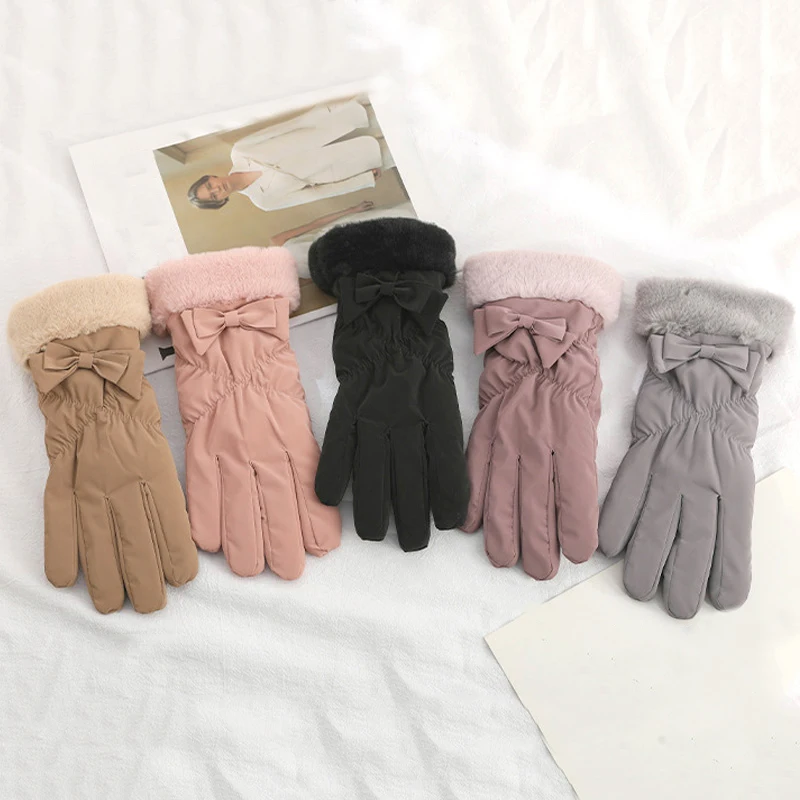 

New Winter Gloves Women Thermal Fleece Full Finger Mitten Wind Waterproof Cold Resistance Warm Gloves Touchscreen Driving Gloves