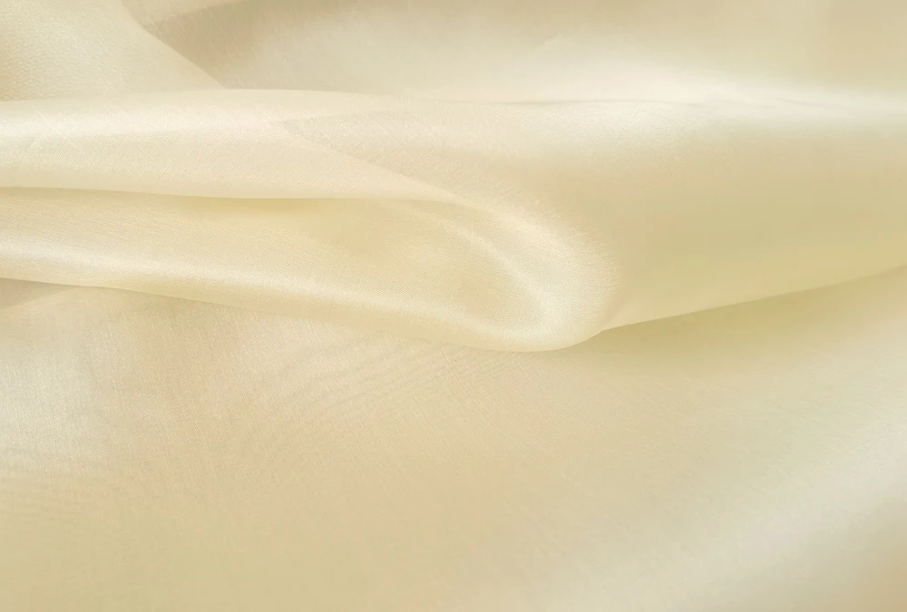 50cm*140cm Beige Gold Silk Organza Fabric Sheer Transparent Veil Yashmak Wedding Dress Silk Material