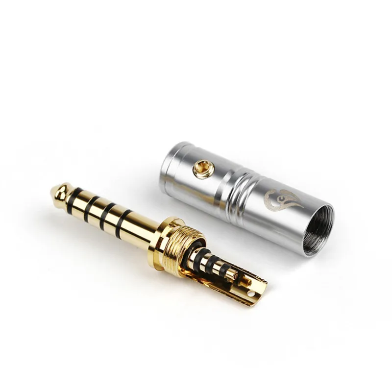 Audio-Buchsen, 4,4-mm-Stecker, symmetrische Schnittstelle, Gold, Rhodium, 5-poliger Stecker, 4,4-Klinkenstecker für NW-WM1Z/A-Kopfhörerkabel, Schwarz, Silber – Detail 8