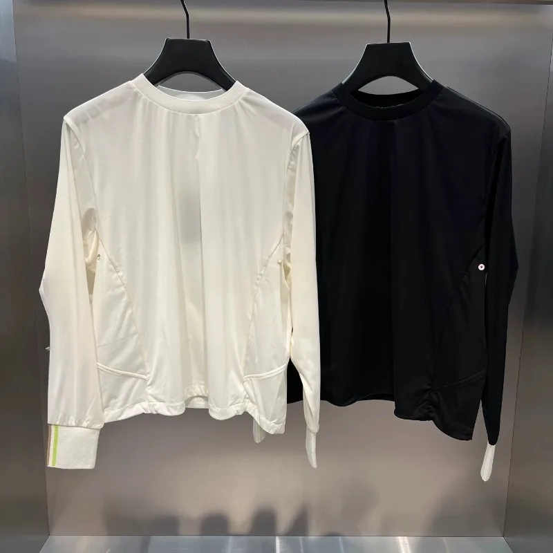 2026 Chic Korean Women's Golf Long Sleeve Top Crewneck Simple for Summer Sports Elegant Versatile Casual Stretchy Shirt