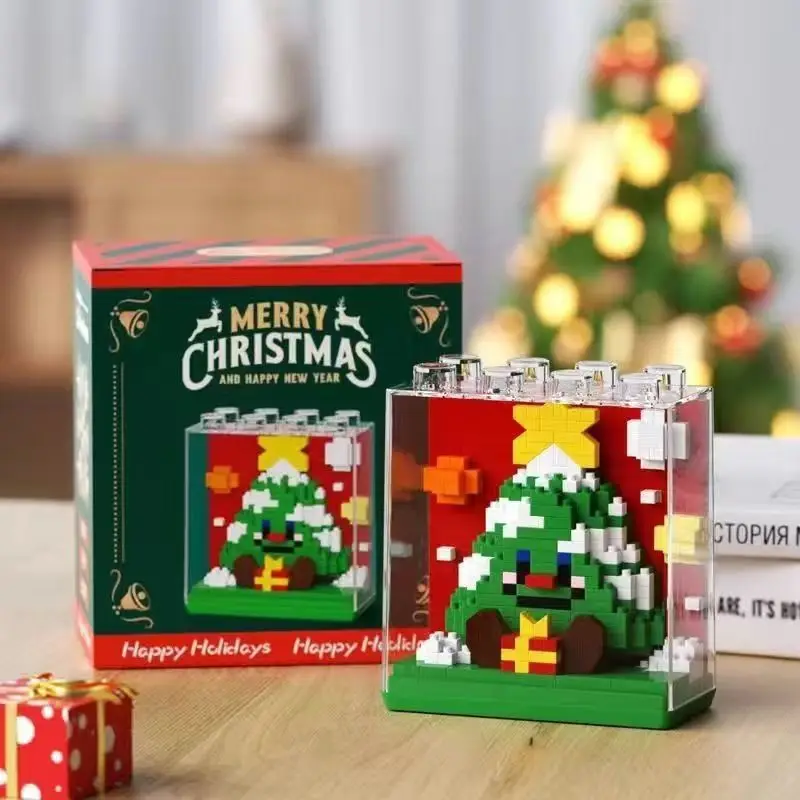 New Christmas Building Blocks Acrylic Display Box Microparticle Puzzle Building Blocks DIY Boy Girl Gift