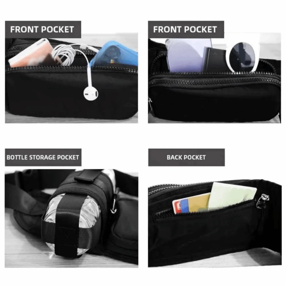 

Эластичный пояс для телефона с регулировкой и отделением для бутылки с водой, спортивная сумка из нейлона для бега и хранения вещей на талии