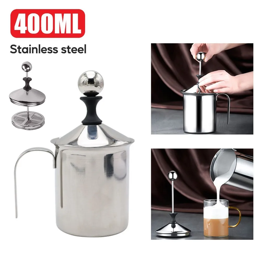 400ml Stainless Steel Bubbler Cup Milk Frother Handheld Foam Maker for Coffee Latte Hot Chocolate Mini Foamer Kitchen Tool